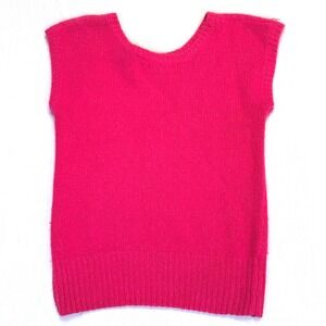 Vtg Pinnacle Pink Cable Knit Sweater Vest Angora Silk Blend Women's L‎ 80s 90s